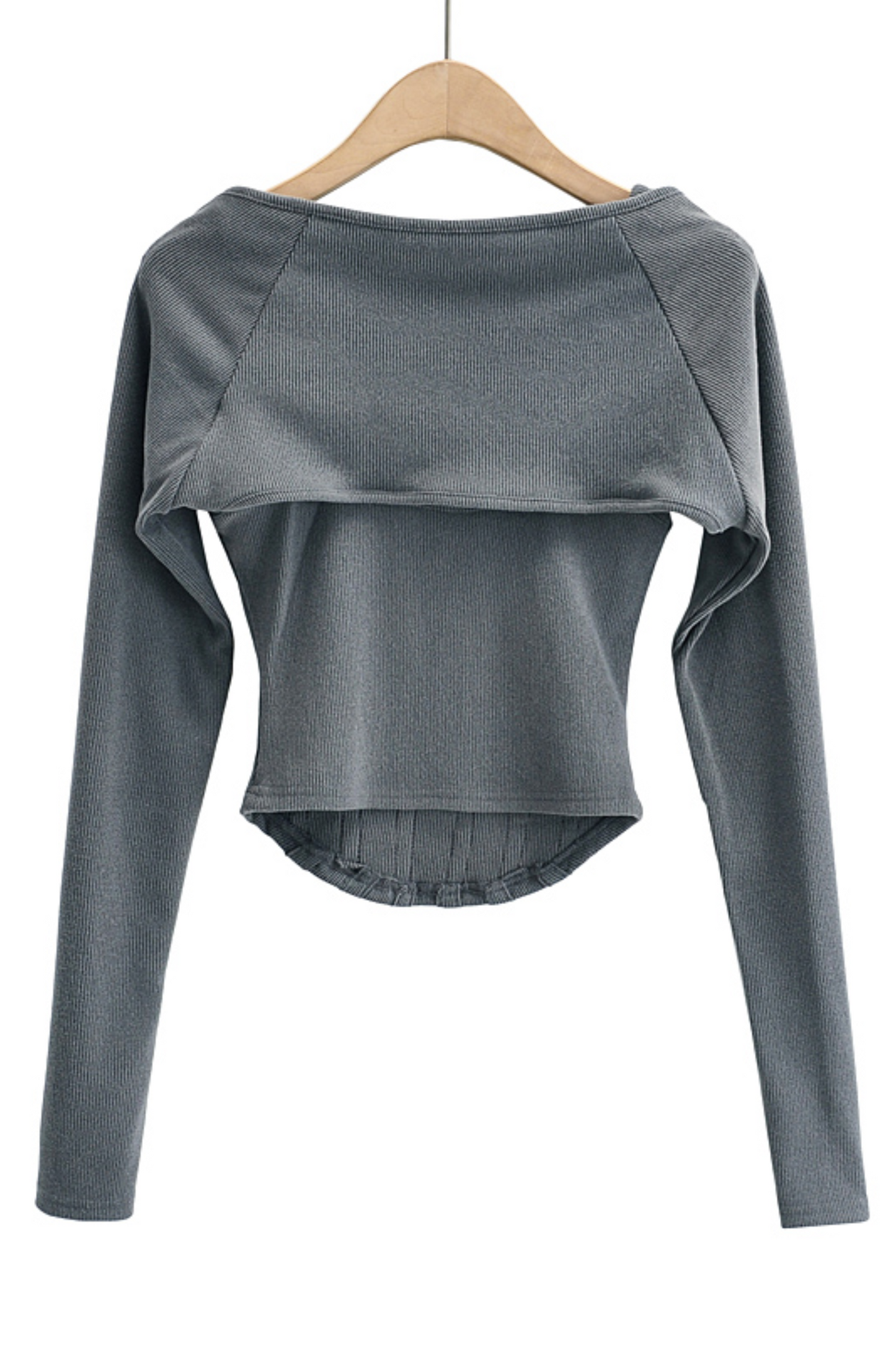 Sofie Ribbed Corset Top Set - Grey