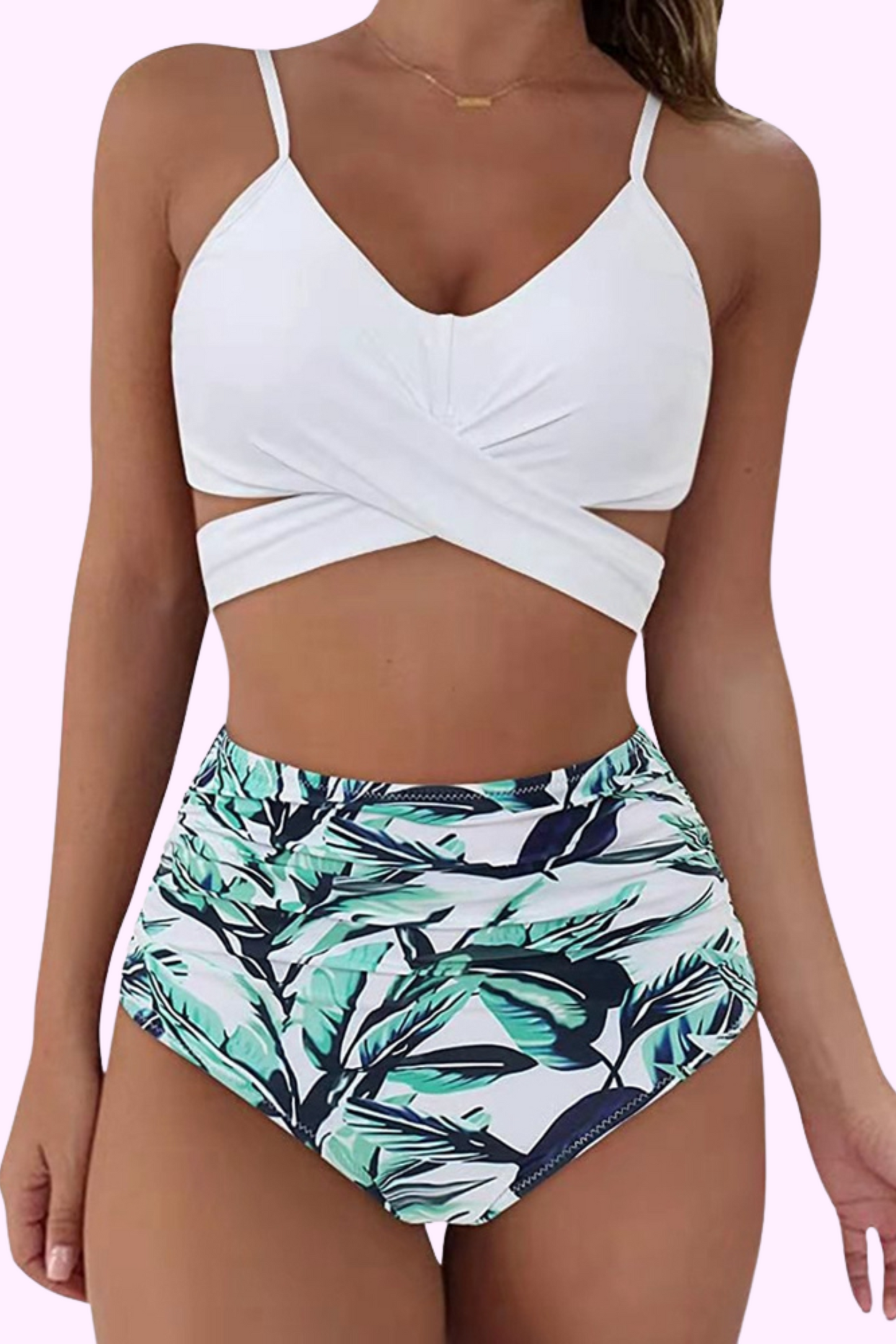 Leafin' You Behind High-Waisted Bikini Set