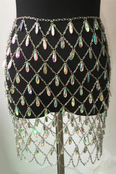 Drippin Jeweled Skirt - Multicolor