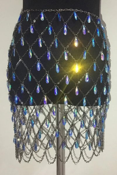 Drippin Jeweled Skirt - Blue