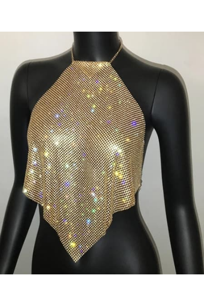 All Iced Up Jeweled Top - Gold