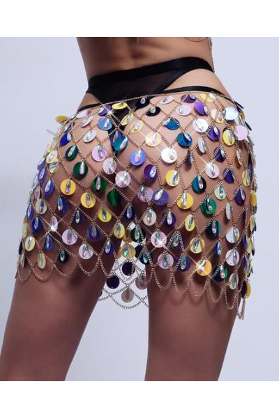 Bring the Glam Jeweled Skirt - Multicolor