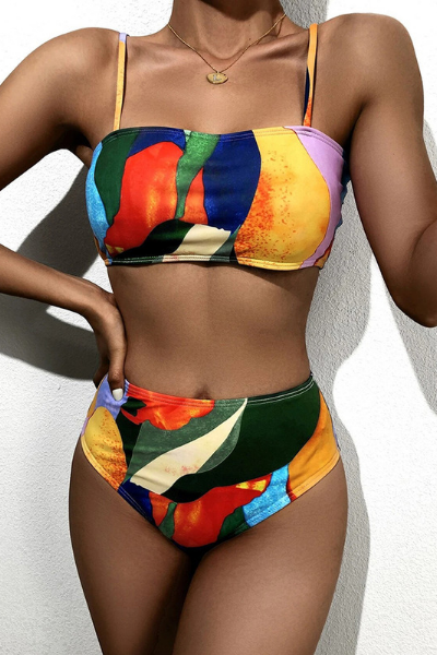 Jamaica High-Waisted Bikini Set and Sarong - Vibrance