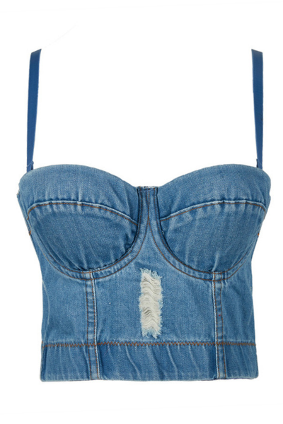 On A Vibe Denim Bustier - Edgy