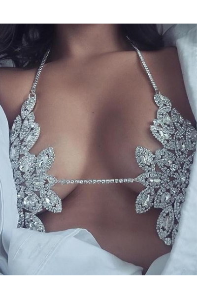Nothing Better Jeweled Bralette - Silver
