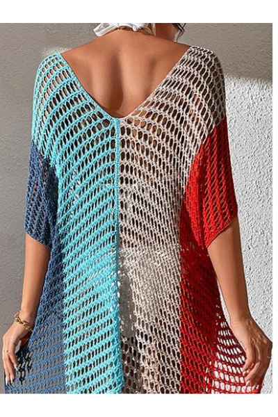Paradise Coverup - Blue/Red/Tan