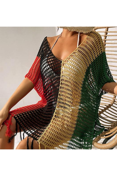 Paradise Coverup - Red/Black/Gold/Green