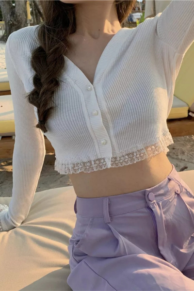 Lil Bae Cropped Sweater - White