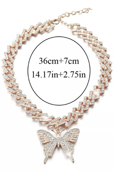 Give Me Butterflies Jeweled Necklace - Pink