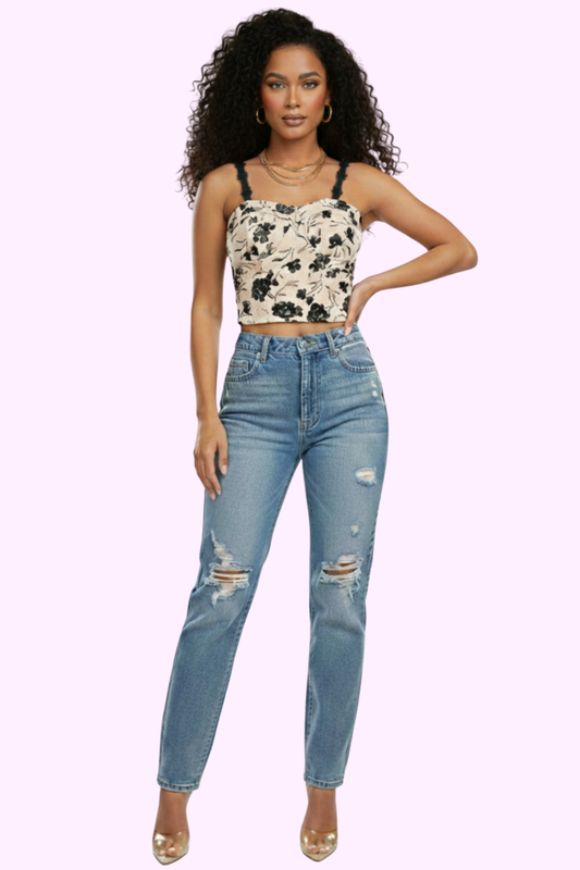 Floral Queen Top - Beige