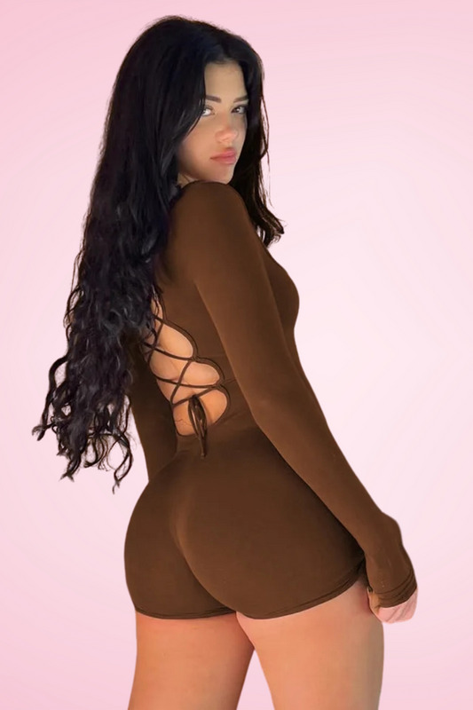 Ain't Your Lady Romper - Brown
