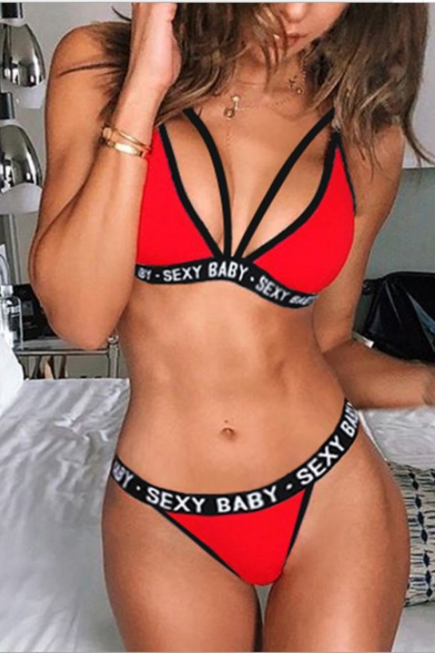 Sexy Babe Underwear & Bra Set - Red