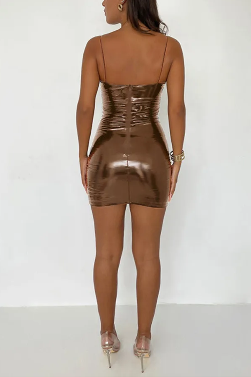 Miami Vice Faux Leather Dress - Mocha