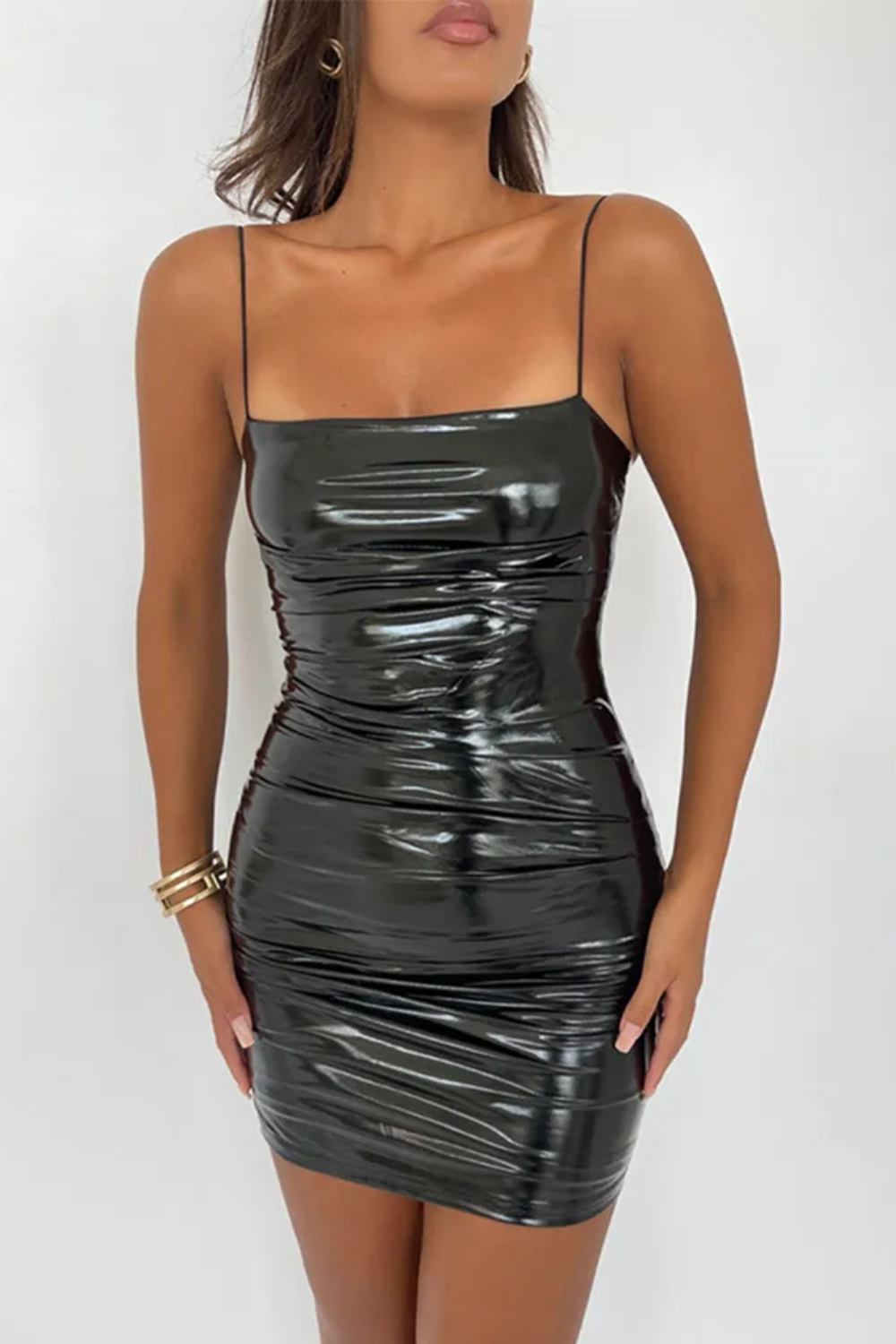 Miami Vice Faux Leather Dress - Black