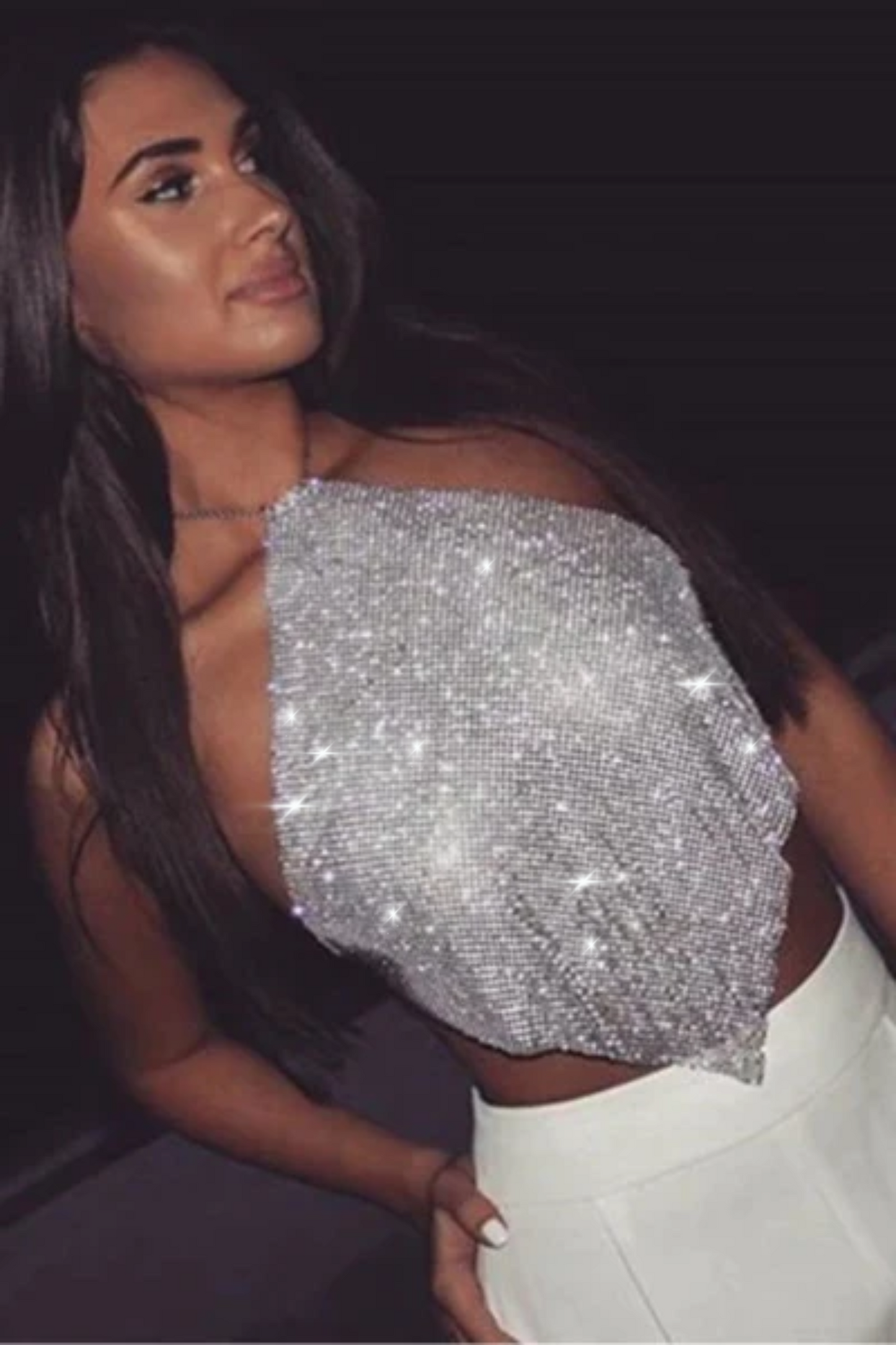 All Iced Up Jeweled Top - Silver