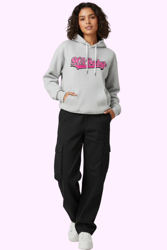 90s Baby Hoodie - Grey - flyqueens