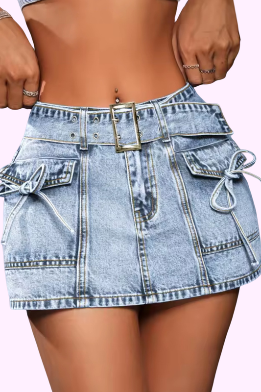 Bow Down Skirt - Blue