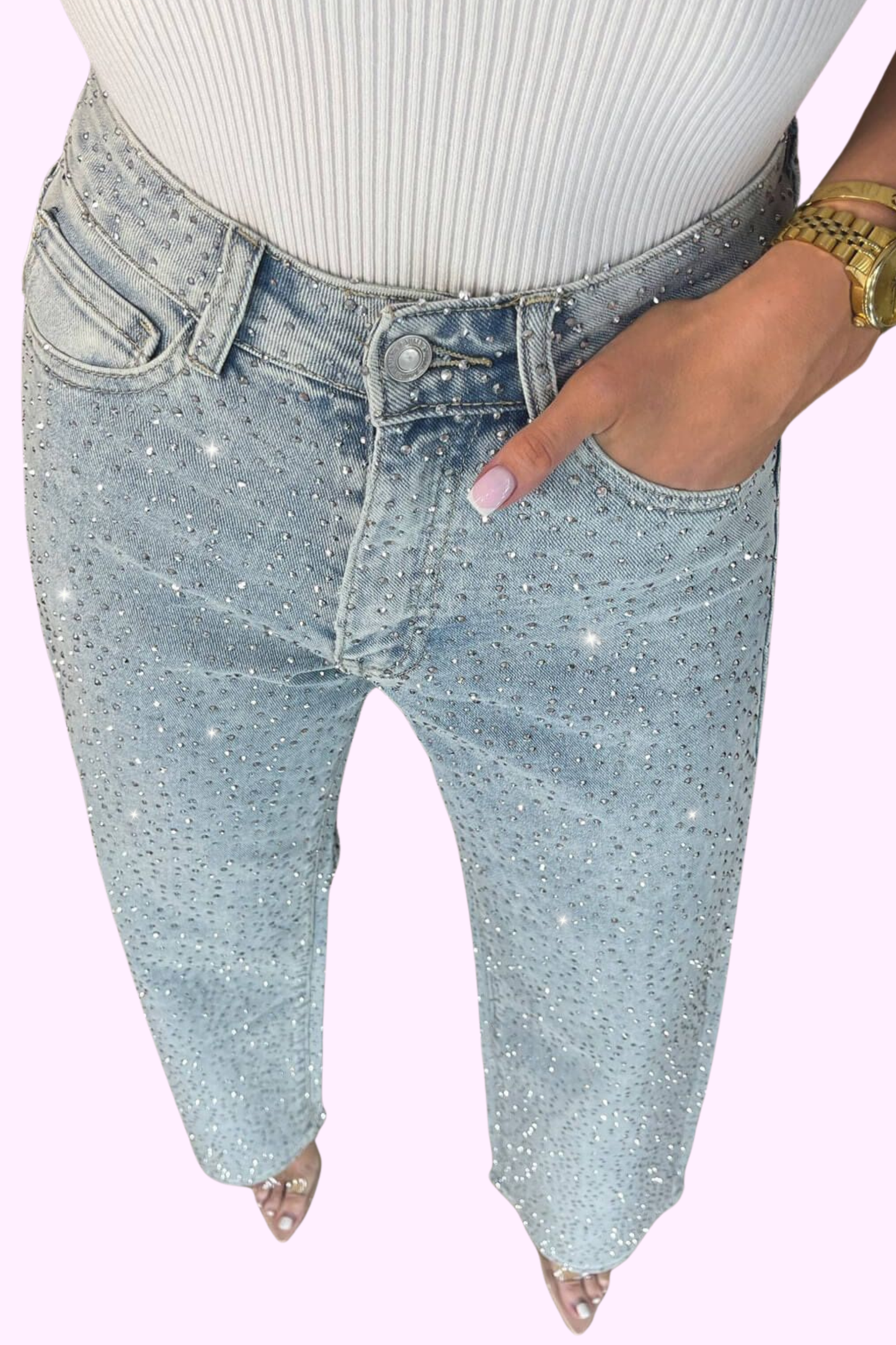 Diamond Aesthetic Jeans - Dark Blue