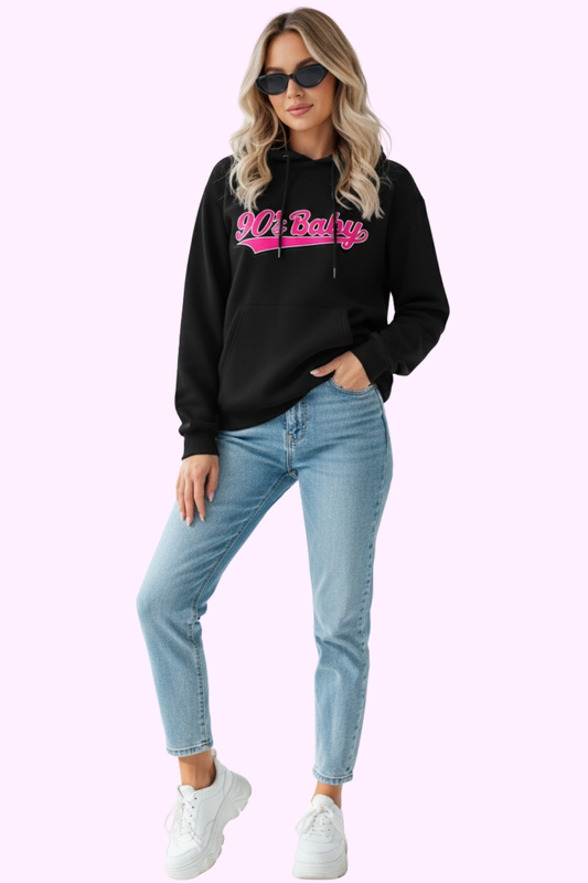 90s Baby Hoodie - Black - flyqueens