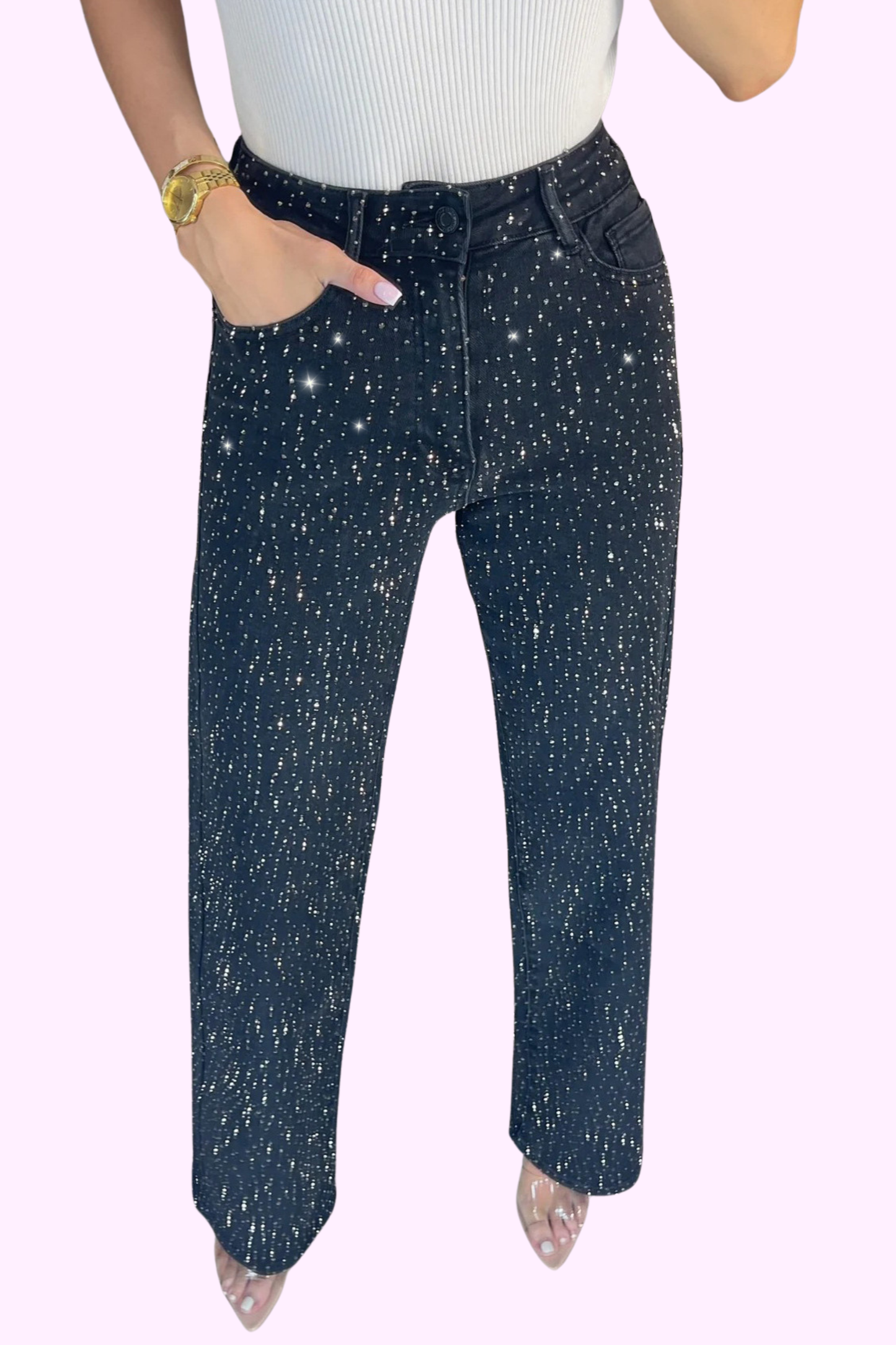 Diamond Aesthetic Jeans - Dark Blue