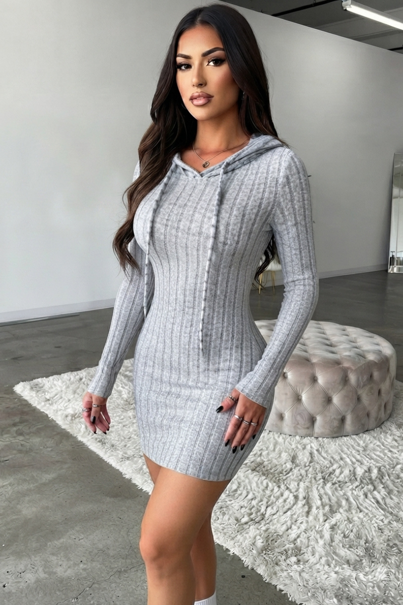 Pretty Bossed Sweater Dress - Grey