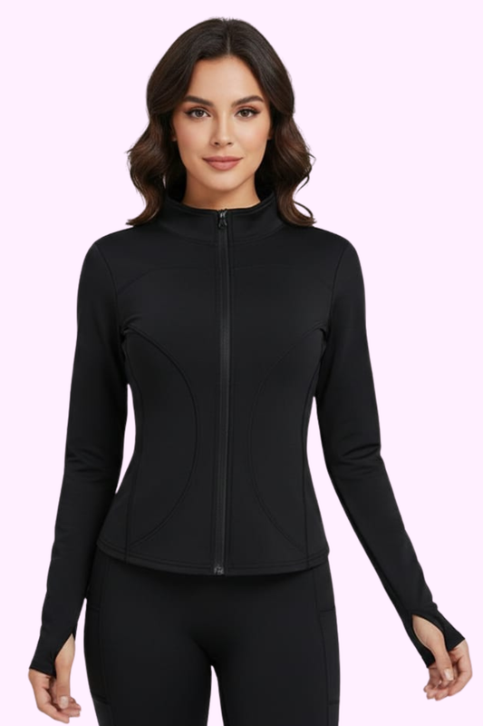 Work It Zip Up Top - Black