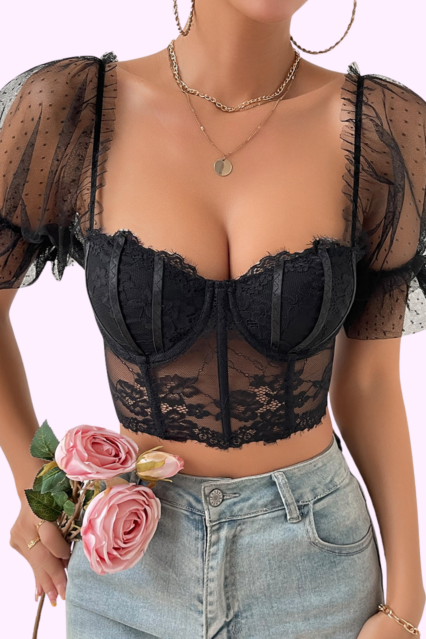 Romantic Side Corset Top - Black