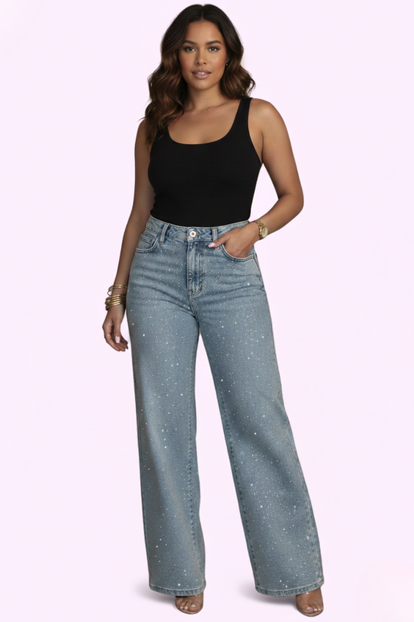 Diamond Aesthetic Jeans - Dark Blue