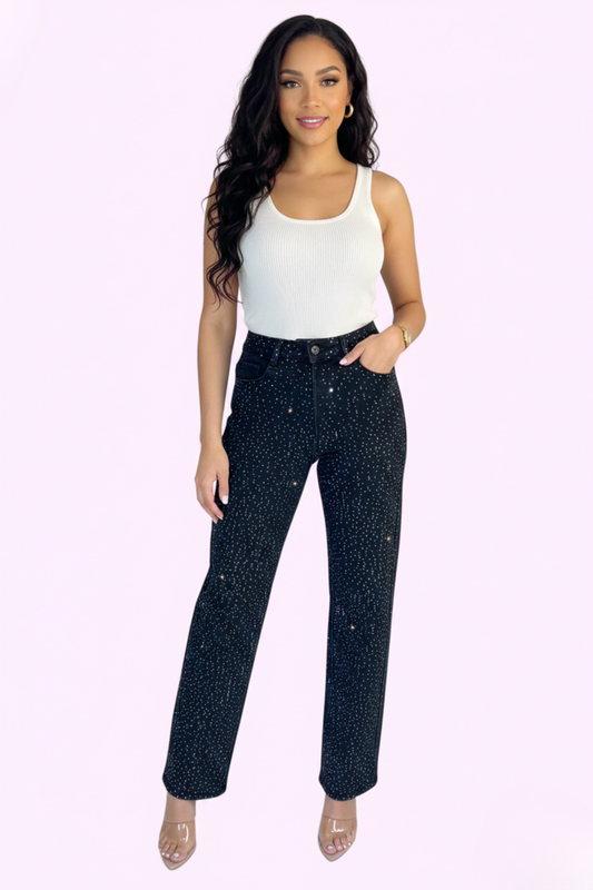 Diamond Aesthetic Jeans - Dark Blue