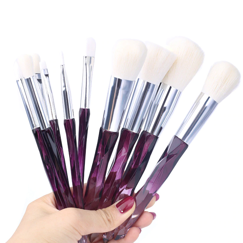 Queen Thangs 10-Piece Makeup Brush Set - Purple & White