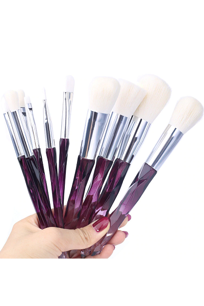 Queen Thangs 10-Piece Makeup Brush Set - Purple & White