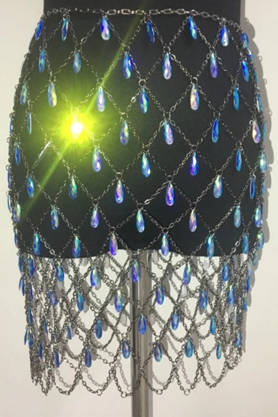 Drippin Jeweled Skirt - Blue