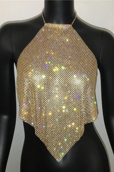 All Iced Up Jeweled Top - Gold