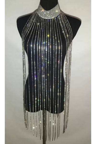 Show Stopper Jeweled Dress - Silver
