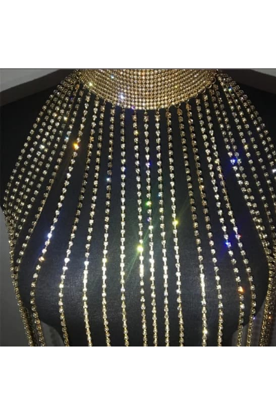 Show Stopper Jeweled Dress - Gold