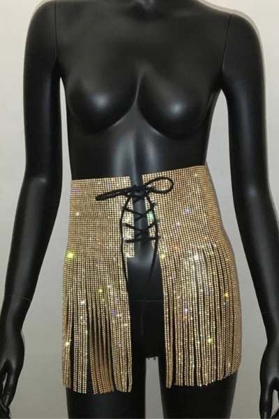 Too Royal Jeweled Skirt - Gold