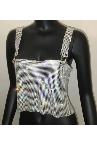 Mine For The Night Jeweled Top - Silver