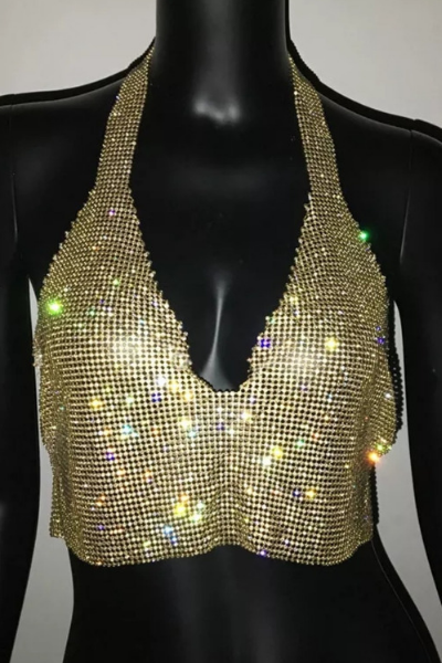 Bad Habit Jeweled Top - Gold