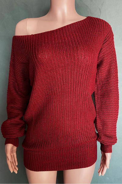 Afternoon Love Sweater Dress - Burgundy