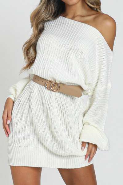 Afternoon Love Sweater Dress - White