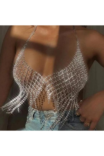 Shake It Off Jeweled Bralette - Silver