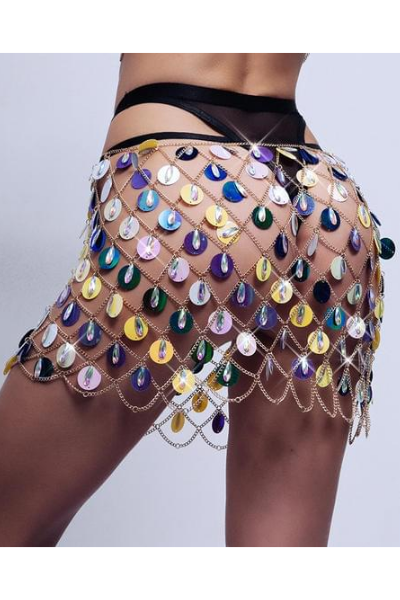 Bring the Glam Jeweled Skirt - Multicolor