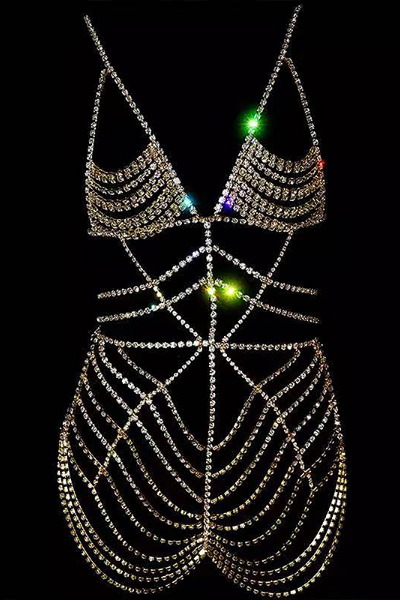 Black Widow Jeweled Body Chain - Silver