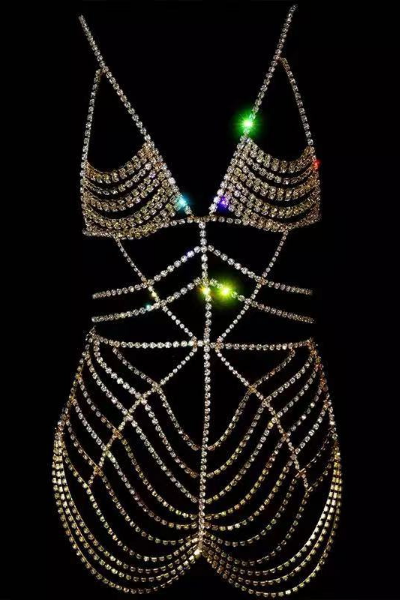 Black Widow Jeweled Body Chain - Gold