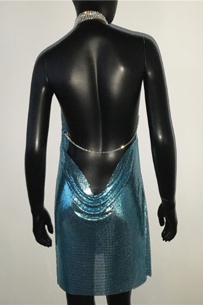 Do Better Sequinned Halter Dress - Blue