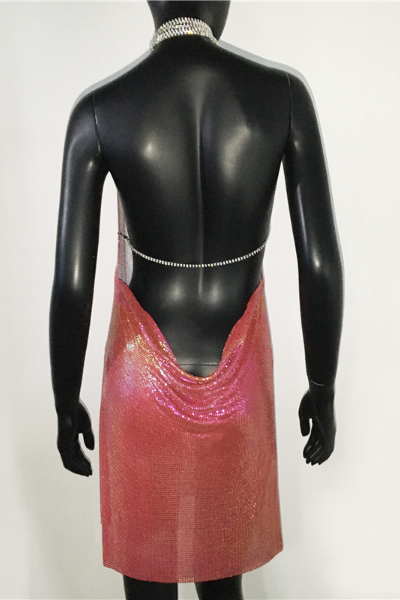 Do Better Sequinned Halter Dress - Coral