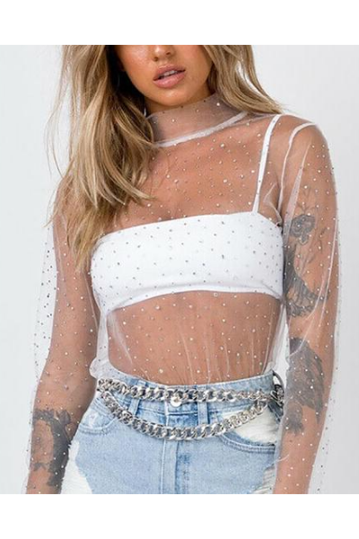 In The Stars Jeweled Top - White