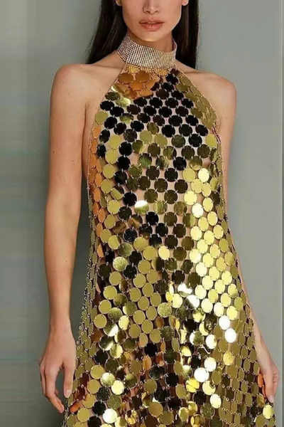 You Know My Name Dress - Gold