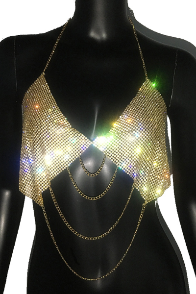 Up Your Game Jeweled Top - Gold