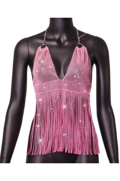 On Glitter Jeweled Top - Pink